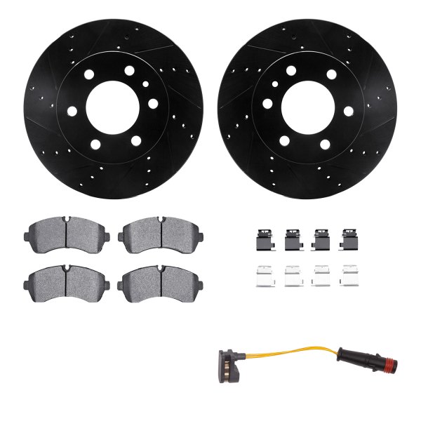  R1 Concepts® - Drilled and Slotted Front Brake Kit with Super Duty Pads