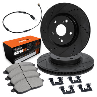 R1 Concepts® - Drilled and Slotted Front Brake Kit with Super Duty Pads