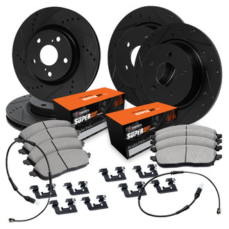 R1 Concepts® - Drilled and Slotted Front and Rear Brake Kit with Super Duty Pads