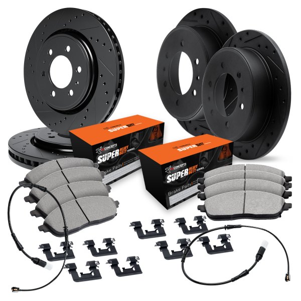  R1 Concepts® - Drilled and Slotted Front and Rear Brake Kit with Super Duty Pads