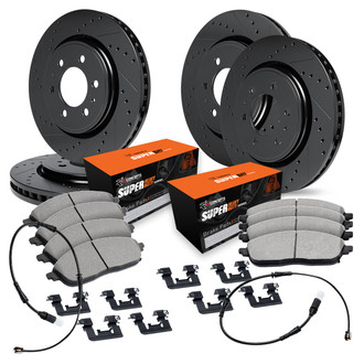 R1 Concepts® - Drilled and Slotted Front and Rear Brake Kit with Super Duty Pads