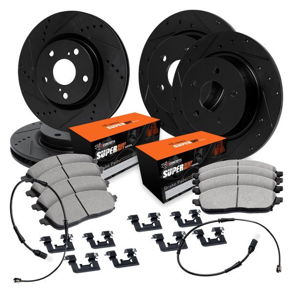  R1 Concepts® - Drilled and Slotted Front and Rear Brake Kit with Super Duty Pads