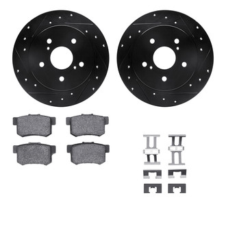 R1 Concepts® - Drilled and Slotted Rear Brake Kit with Semi-Metalic Pads