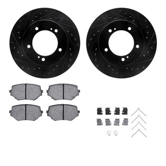 R1 Concepts® - Drilled and Slotted Front Brake Kit with Semi-Metalic Pads