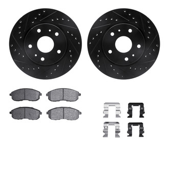 R1 Concepts® - Drilled and Slotted Front Brake Kit with Semi-Metalic Pads