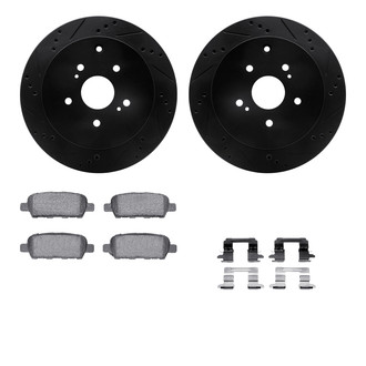 R1 Concepts® - Drilled and Slotted Rear Brake Kit with Semi-Metalic Pads