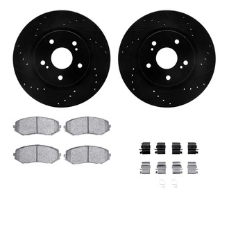 R1 Concepts® - Drilled and Slotted Front Brake Kit with Semi-Metalic Pads