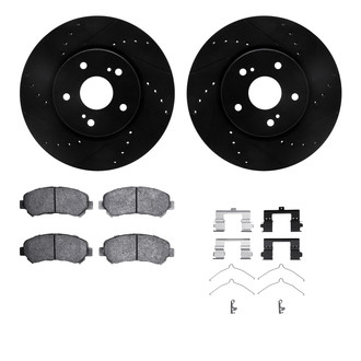 R1 Concepts® - Drilled and Slotted Front Brake Kit with Semi-Metalic Pads