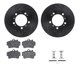 R1 Concepts® - Drilled and Slotted Front Brake Kit with Semi-Metalic Pads
