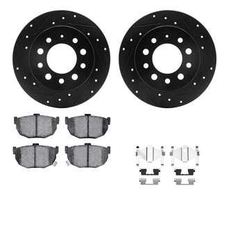 R1 Concepts® - Drilled and Slotted Rear Brake Kit with Semi-Metalic Pads