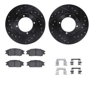 R1 Concepts® - Drilled and Slotted Front Brake Kit with Semi-Metalic Pads