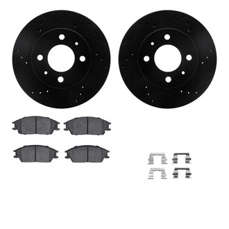 R1 Concepts® - Drilled and Slotted Front Brake Kit with Semi-Metalic Pads