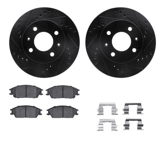 R1 Concepts® - Drilled and Slotted Front Brake Kit with Semi-Metalic Pads