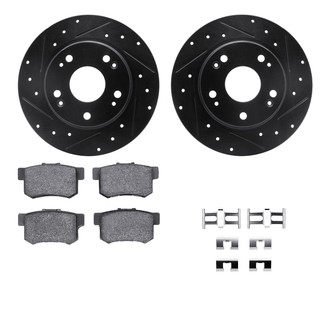 R1 Concepts® - Drilled and Slotted Front Brake Kit with Semi-Metalic Pads