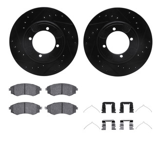 R1 Concepts® - Drilled and Slotted Front Brake Kit with Semi-Metalic Pads