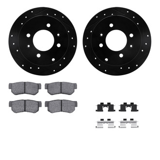 R1 Concepts® - Drilled and Slotted Rear Brake Kit with Semi-Metalic Pads