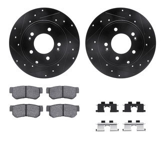 R1 Concepts® - Drilled and Slotted Rear Brake Kit with Semi-Metalic Pads