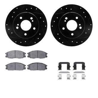 R1 Concepts® - Drilled and Slotted Front Brake Kit with Semi-Metalic Pads