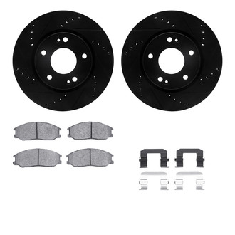 R1 Concepts® - Drilled and Slotted Front Brake Kit with Semi-Metalic Pads