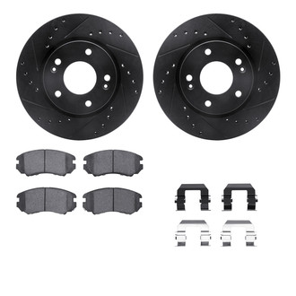 R1 Concepts® - Drilled and Slotted Front Brake Kit with Semi-Metalic Pads