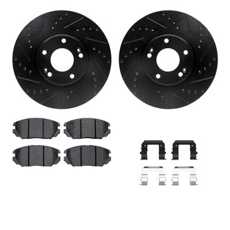 R1 Concepts® - Drilled and Slotted Front Brake Kit with Semi-Metalic Pads