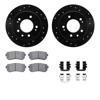 R1 Concepts® - Drilled and Slotted Rear Brake Kit with Semi-Metalic Pads
