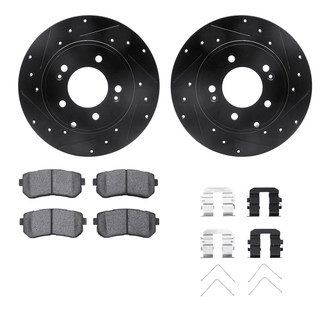 R1 Concepts® - Drilled and Slotted Rear Brake Kit with Semi-Metalic Pads