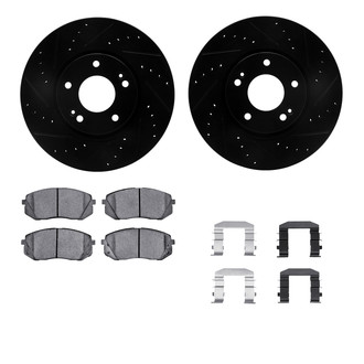 R1 Concepts® - Drilled and Slotted Brake Kit with Semi-Metalic Pads