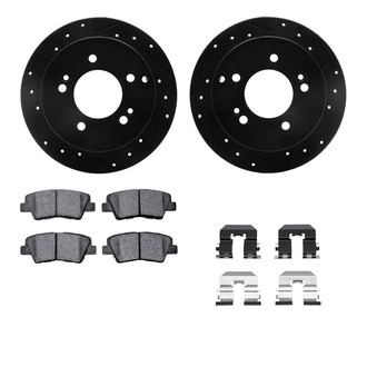R1 Concepts® - Drilled and Slotted Rear Brake Kit with Semi-Metalic Pads