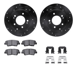 R1 Concepts® - Drilled and Slotted Rear Brake Kit with Semi-Metalic Pads