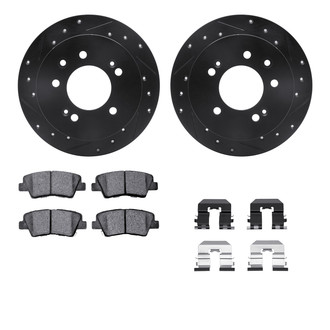 R1 Concepts® - Drilled and Slotted Rear Brake Kit with Semi-Metalic Pads