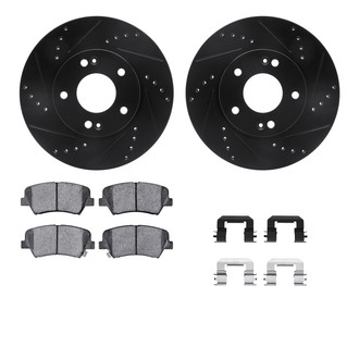 R1 Concepts® - Drilled and Slotted Front Brake Kit with Semi-Metalic Pads