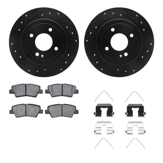 R1 Concepts® - Drilled and Slotted Rear Brake Kit with Semi-Metalic Pads