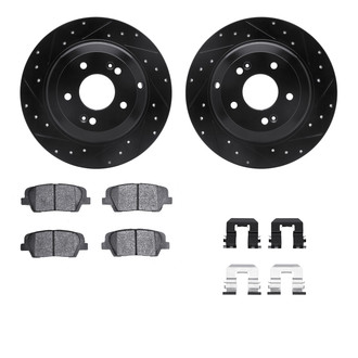 R1 Concepts® - Drilled and Slotted Rear Brake Kit with Semi-Metalic Pads