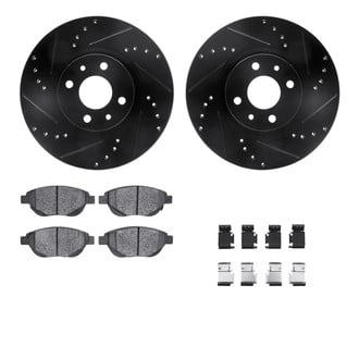 R1 Concepts® - Drilled and Slotted Front Brake Kit with Semi-Metalic Pads