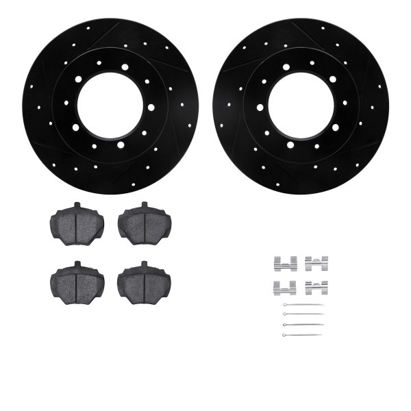  R1 Concepts® - Drilled and Slotted Rear Brake Kit with Semi-Metalic Pads