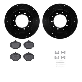 R1 Concepts® - Drilled and Slotted Brake Kit with Semi-Metalic Pads