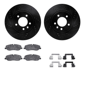 R1 Concepts® - Drilled and Slotted Front Brake Kit with Semi-Metalic Pads
