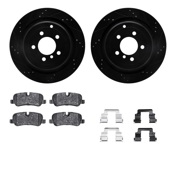  R1 Concepts® - Drilled and Slotted Rear Brake Kit with Semi-Metalic Pads