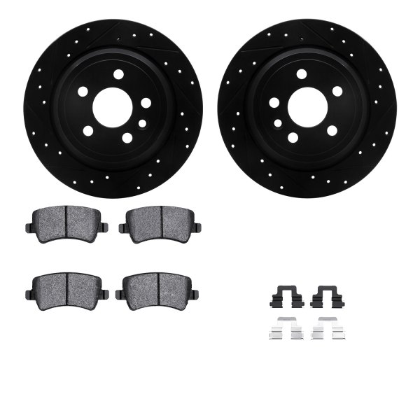  R1 Concepts® - Drilled and Slotted Rear Brake Kit with Semi-Metalic Pads