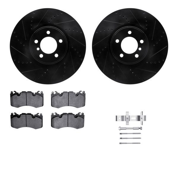  R1 Concepts® - Drilled and Slotted Front Brake Kit with Semi-Metalic Pads