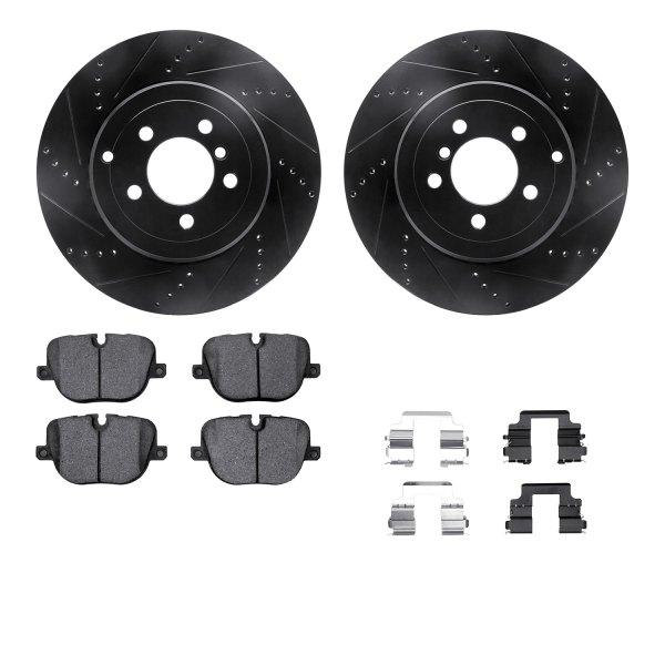  R1 Concepts® - Drilled and Slotted Rear Brake Kit with Semi-Metalic Pads