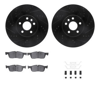 R1 Concepts® - Drilled and Slotted Front Brake Kit with Semi-Metalic Pads
