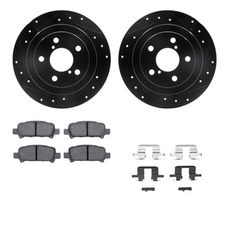 R1 Concepts® - Drilled and Slotted Rear Brake Kit with Semi-Metalic Pads