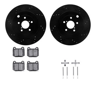 R1 Concepts® - Drilled and Slotted Rear Brake Kit with Semi-Metalic Pads