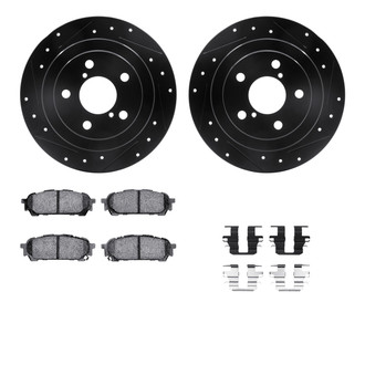 R1 Concepts® - Drilled and Slotted Rear Brake Kit with Semi-Metalic Pads