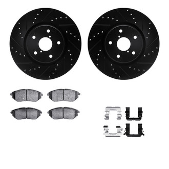 R1 Concepts® - Drilled and Slotted Front Brake Kit with Semi-Metalic Pads