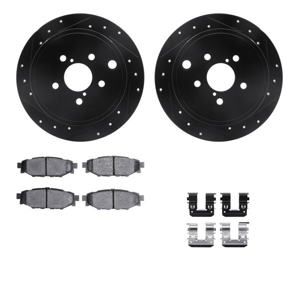  R1 Concepts® - Drilled and Slotted Rear Brake Kit with Semi-Metalic Pads