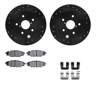R1 Concepts® - Drilled and Slotted Rear Brake Kit with Semi-Metalic Pads