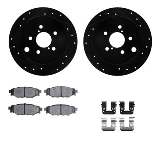 R1 Concepts® - Drilled and Slotted Rear Brake Kit with Semi-Metalic Pads